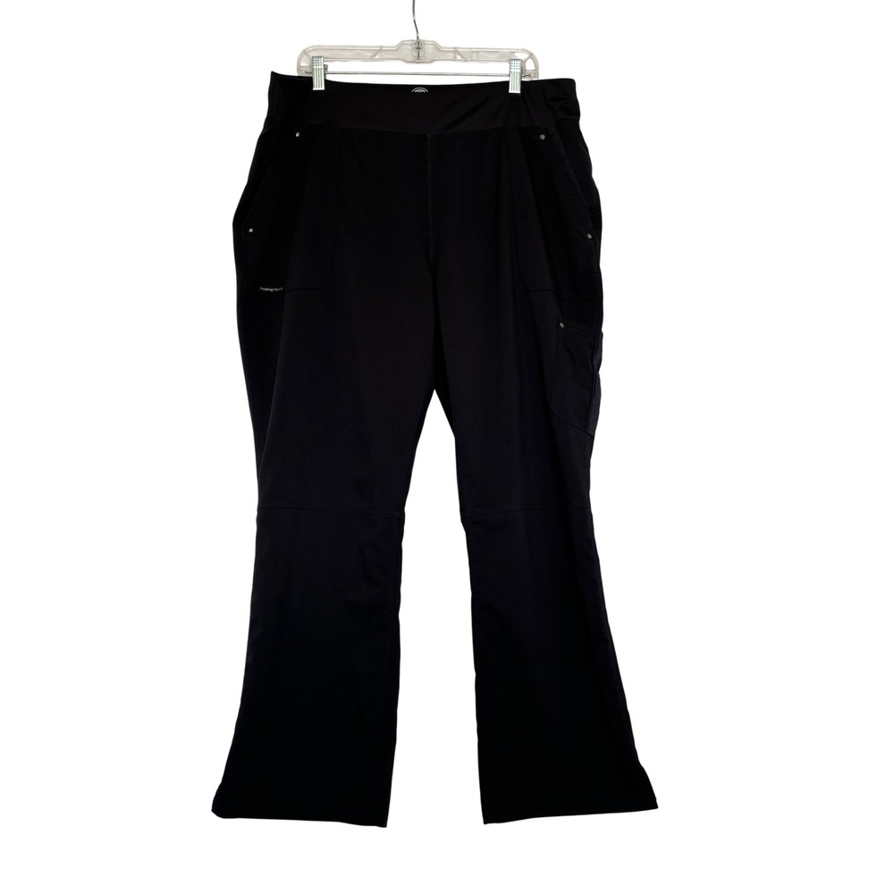 Healing Hands Purple Label Black Cargo Scrub Pants Womens XL Yoga Waist Flare